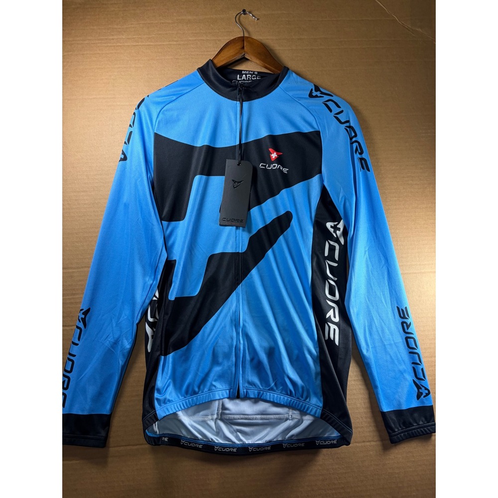 Cuore Cycling Jersey Mens Large Blue Black Bronze Long Sleeve Full Zip Bike Top